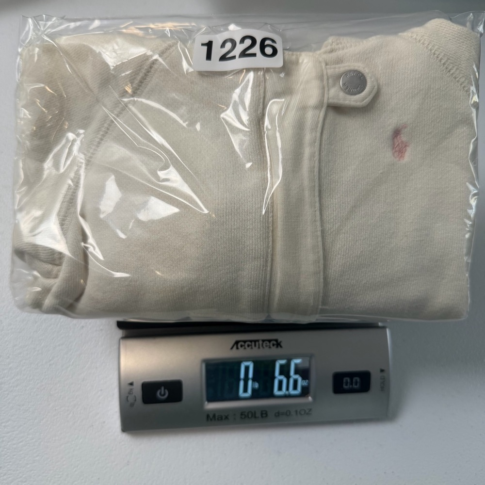 Ralph Lauren Baby Cream Cotton Hoodie Jacket 12M Pink Pony Logo Preppy Soft Cozy - Picture 10 of 10